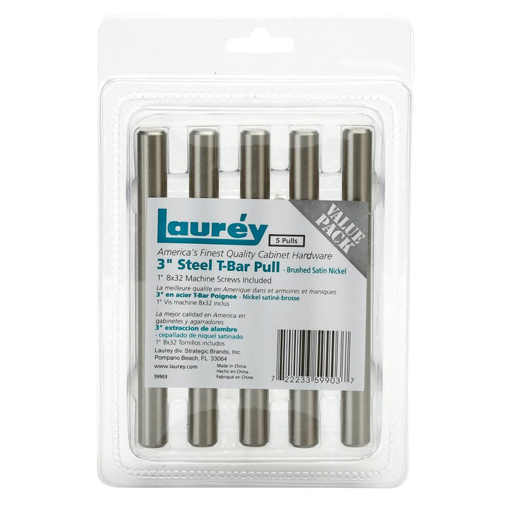 Value Packs Collection (5 Pack) 3" Centers Steel T-Bar Pull by Laurey Hardware