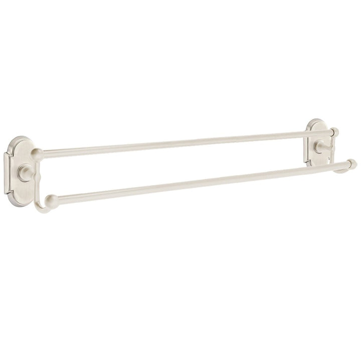 Traditional Brass Collection 30" Double Towel Bar with #8 Rose  by Emtek