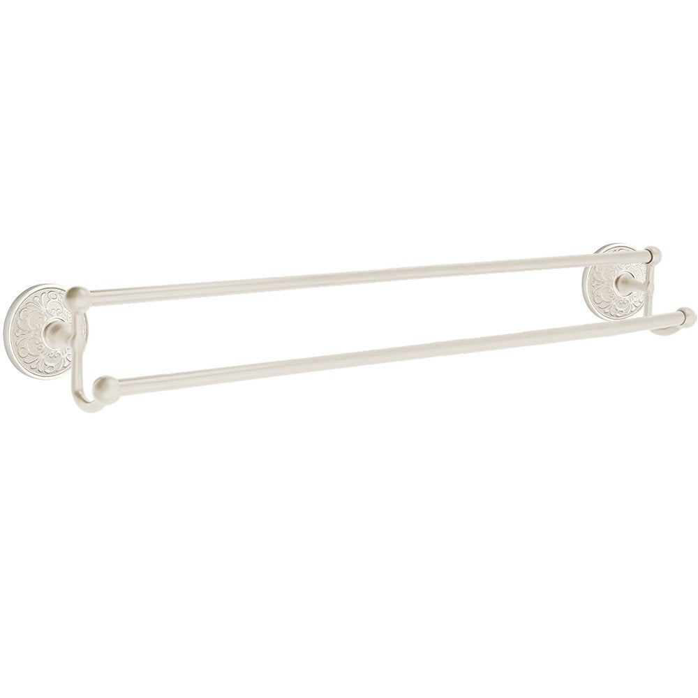 Traditional Brass Collection 30" Double Towel Bar with Lancaster Rose by Emtek