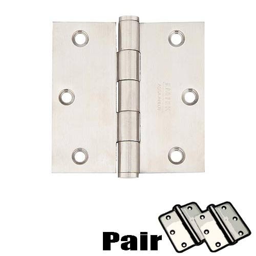 Door Hinges Collection 3-1/2" X 3-1/2" Square Residential Duty Hinge in Brushed Stainless Steel (Sold In Pairs) by Emtek