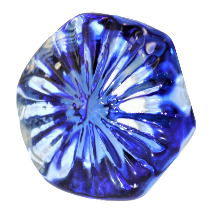 Charleston Knob Company Blue and Clear Glass Knob - Hexagon