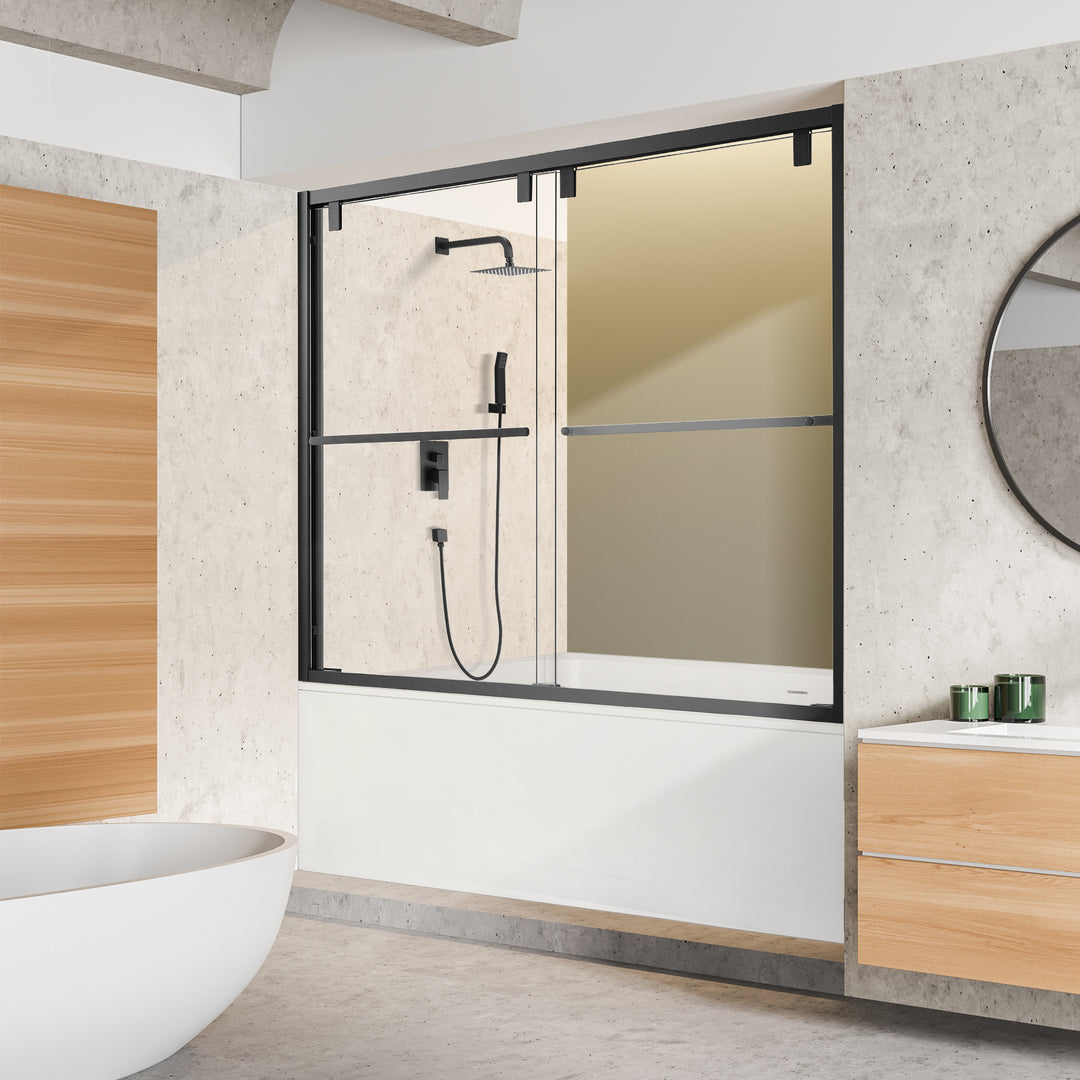 Caspar 60" W x 58" H By Pass Semi Frameless Tub Door