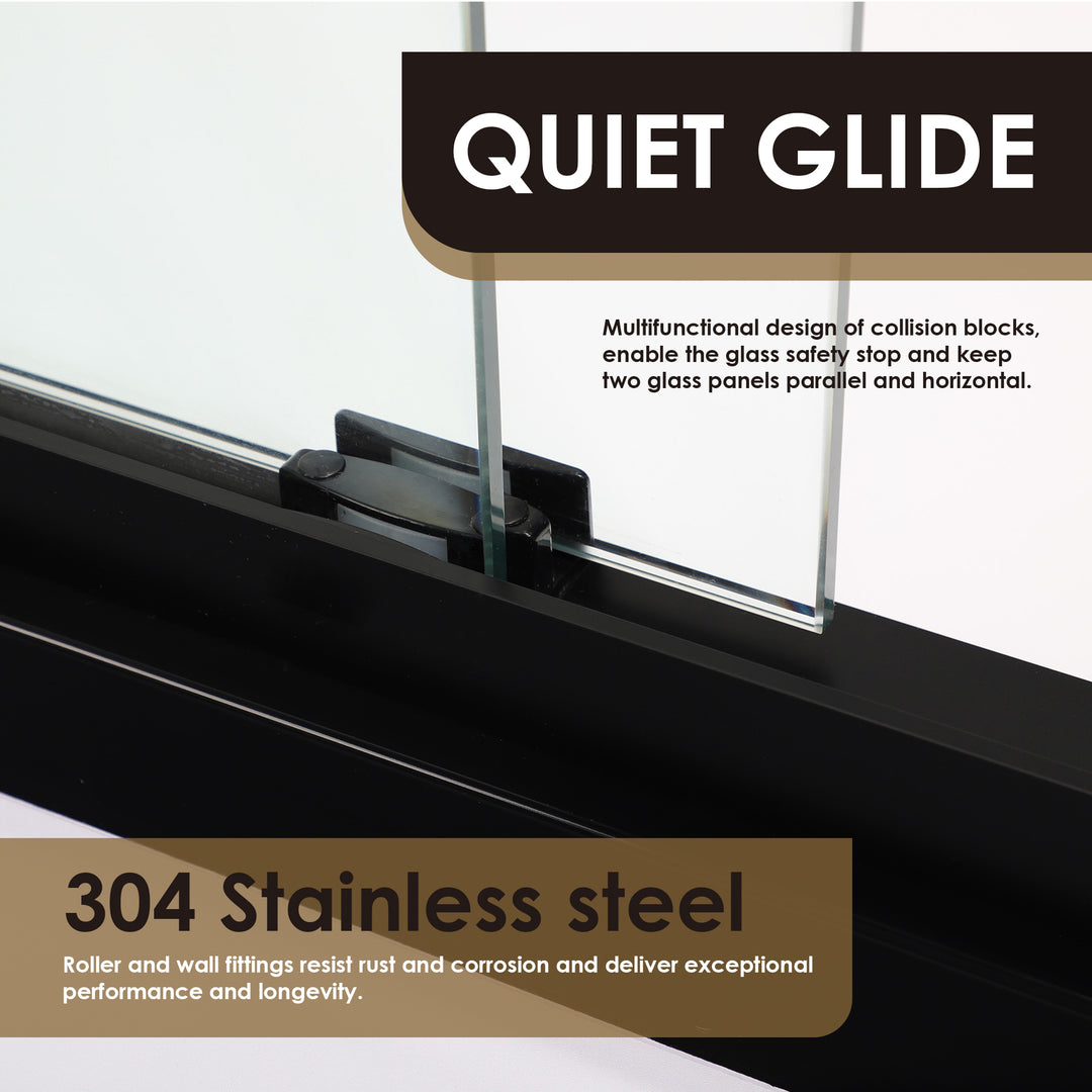 Caspar 60" W x 58" H By Pass Semi Frameless Tub Door