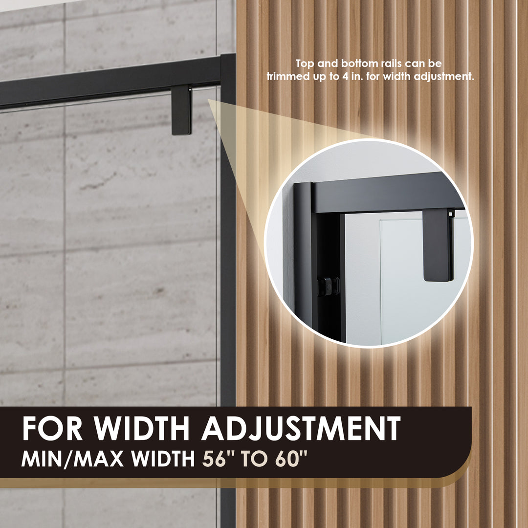 Caspar 60" W x 58" H By Pass Semi Frameless Tub Door