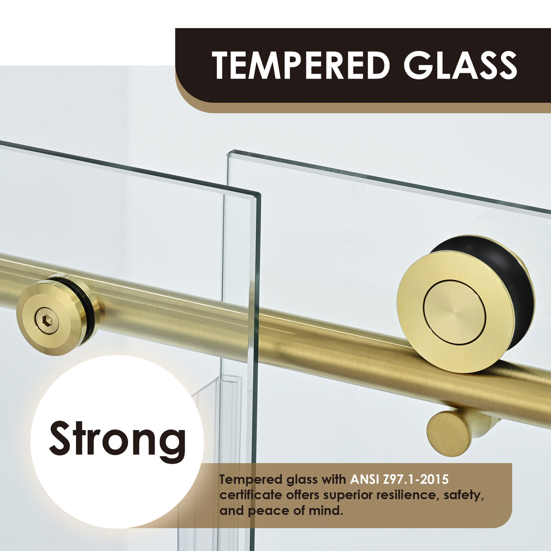 Lazaro 60" W x 58" H Single Sliding Frameless Tub Door