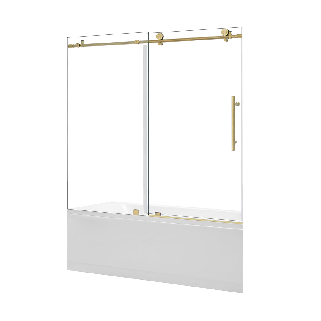Lazaro 60" W x 58" H Single Sliding Frameless Tub Door
