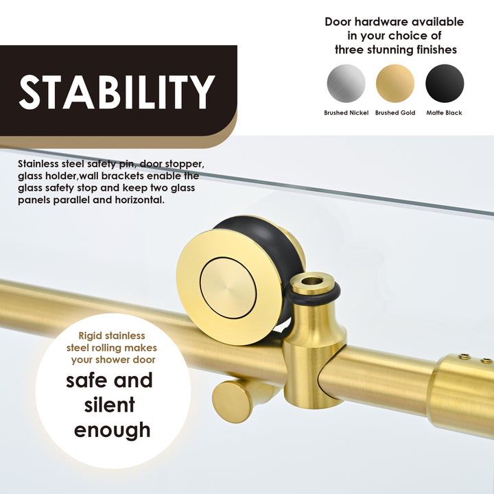 Lazaro 60" W x 58" H Single Sliding Frameless Tub Door