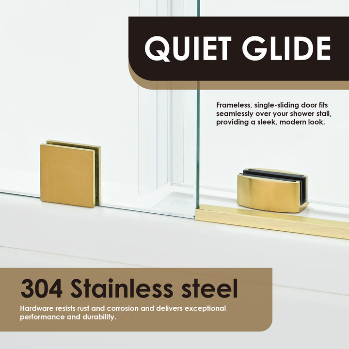 Lazaro 60" W x 58" H Single Sliding Frameless Tub Door
