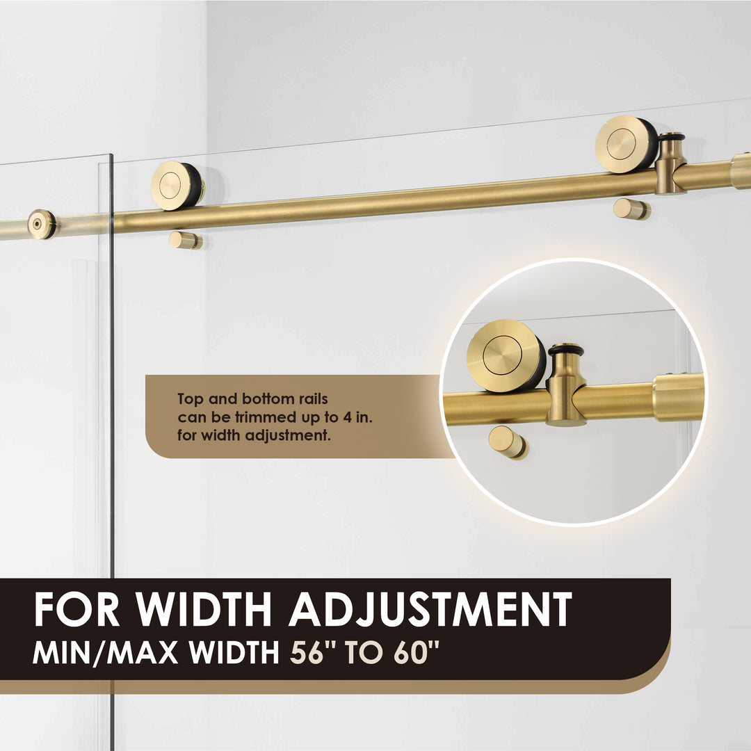 Lazaro 60" W x 58" H Single Sliding Frameless Tub Door