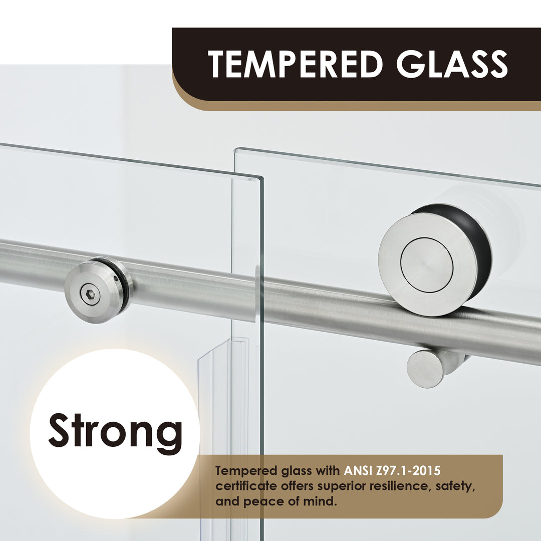 Lazaro 60" W x 58" H Single Sliding Frameless Tub Door