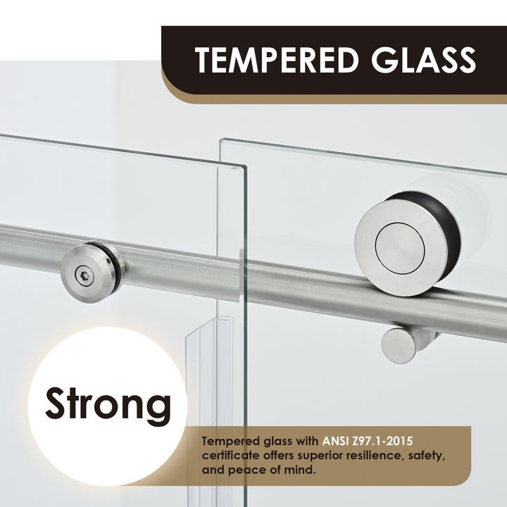 Lazaro 60" W x 58" H Single Sliding Frameless Tub Door