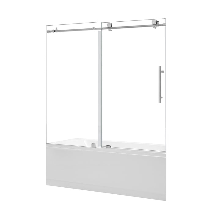 Lazaro 60" W x 58" H Single Sliding Frameless Tub Door