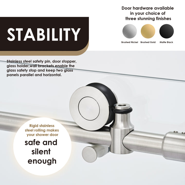 Lazaro 60" W x 58" H Single Sliding Frameless Tub Door