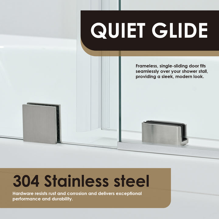 Lazaro 60" W x 58" H Single Sliding Frameless Tub Door