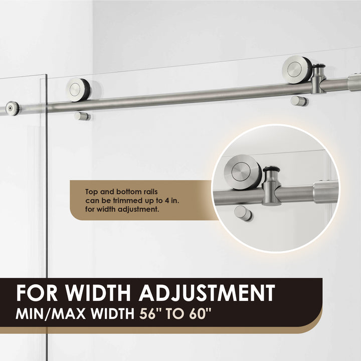 Lazaro 60" W x 58" H Single Sliding Frameless Tub Door