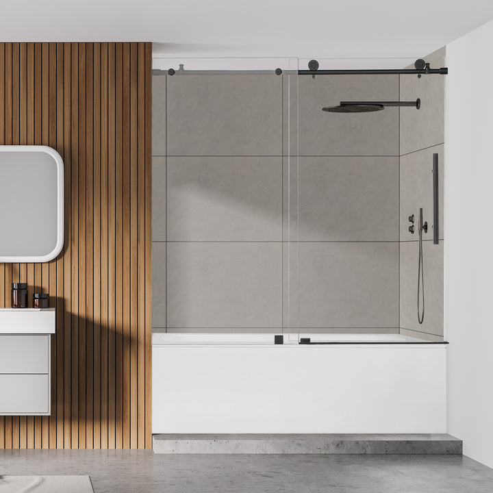 Lazaro 60" W x 58" H Single Sliding Frameless Tub Door