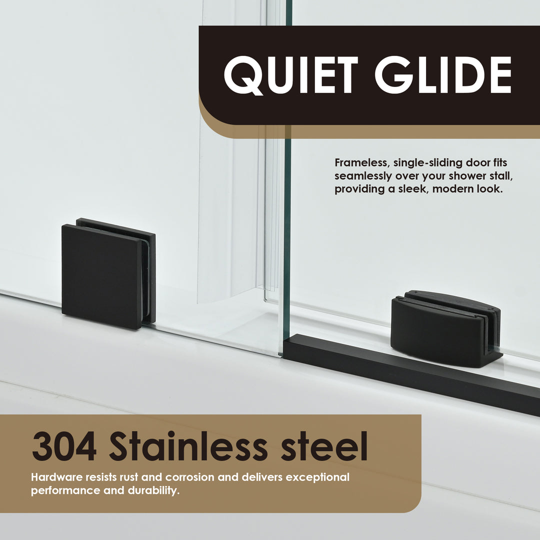 Lazaro 60" W x 58" H Single Sliding Frameless Tub Door