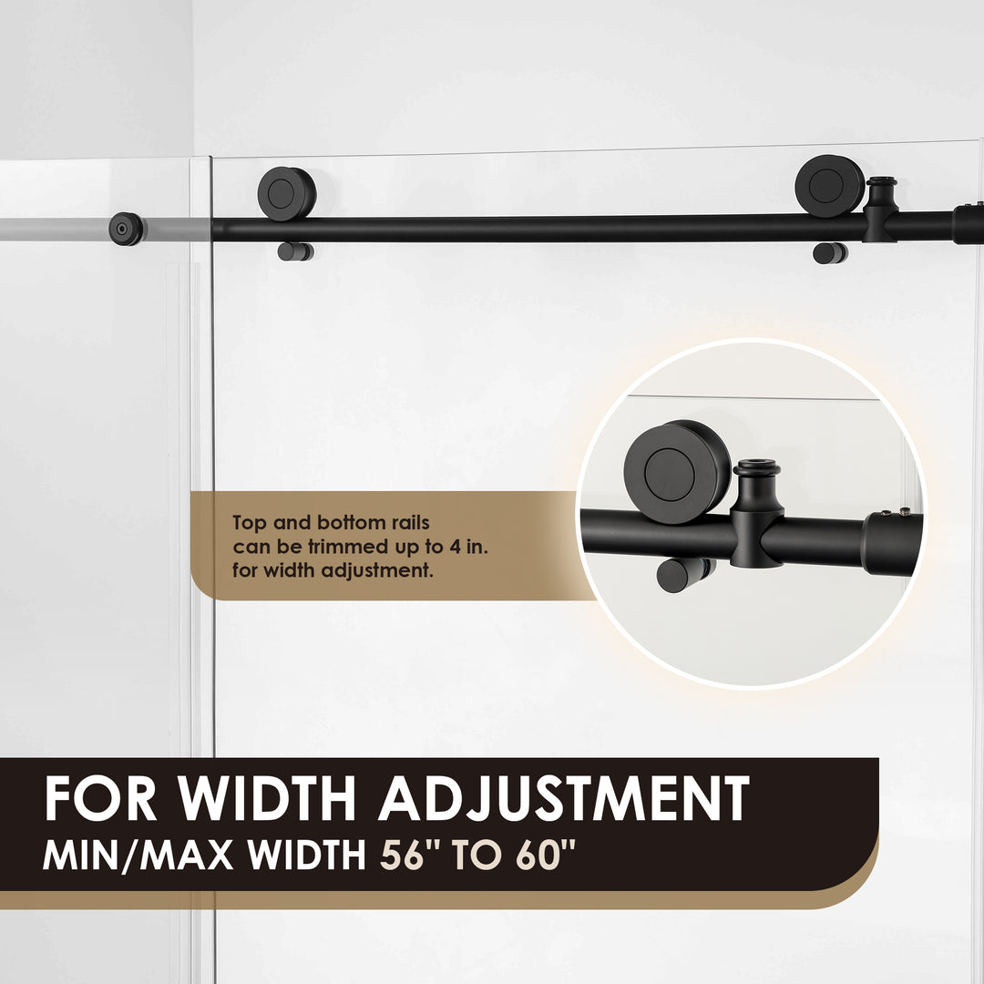 Lazaro 60" W x 58" H Single Sliding Frameless Tub Door