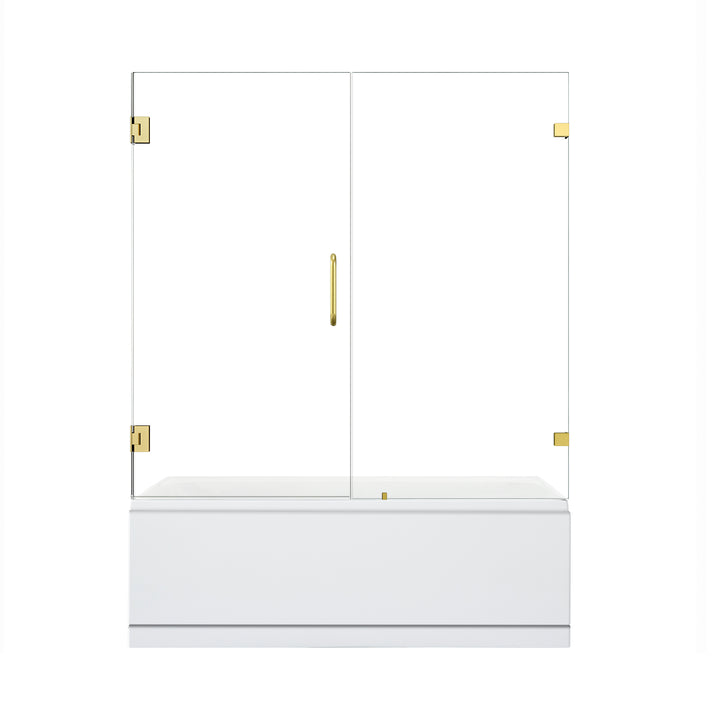 Roisin 60" W x 58" H Frameless Hinged Tub Door