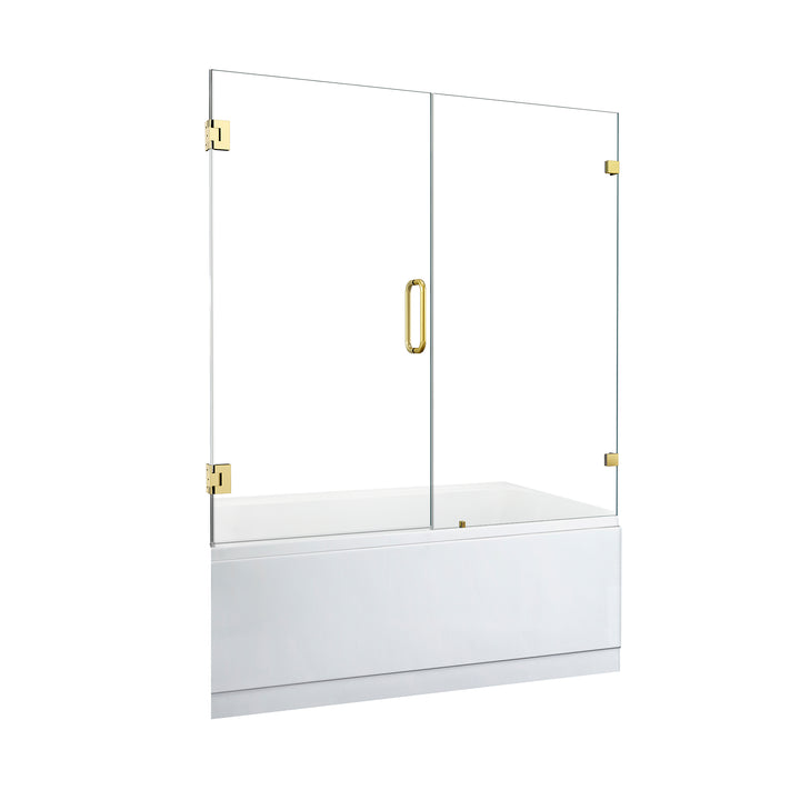 Roisin 60" W x 58" H Frameless Hinged Tub Door