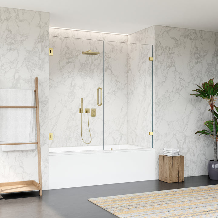 Roisin 60" W x 58" H Frameless Hinged Tub Door