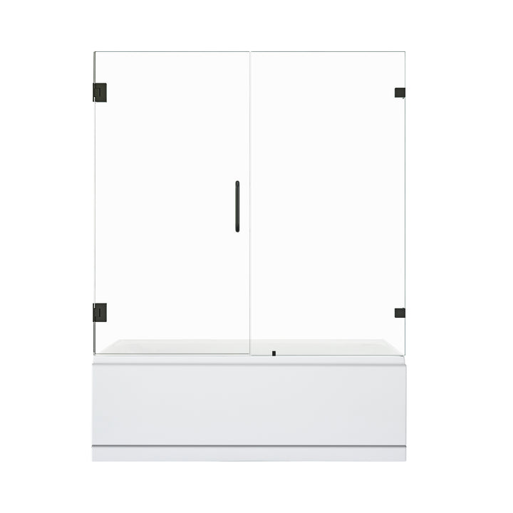 Roisin 60" W x 58" H Frameless Hinged Tub Door