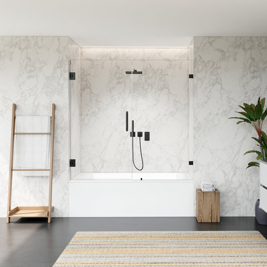 Roisin 60" W x 58" H Frameless Hinged Tub Door