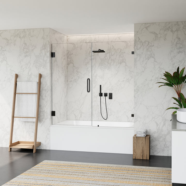 Roisin 60" W x 58" H Frameless Hinged Tub Door