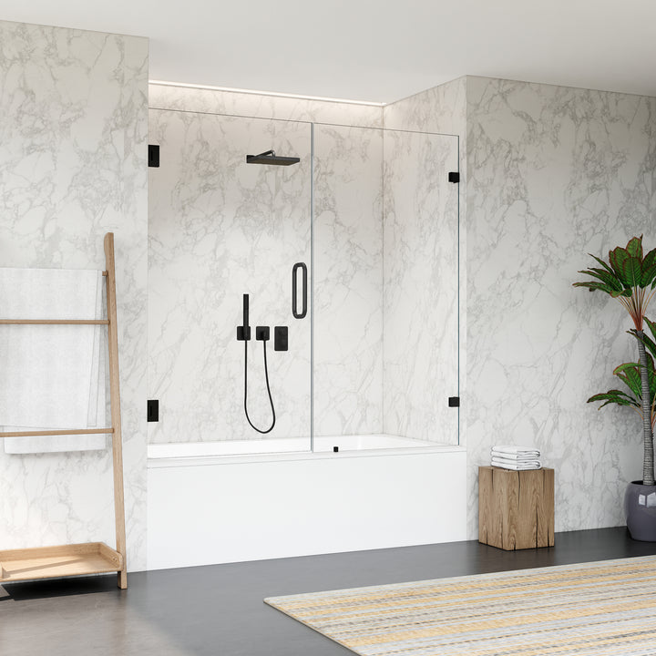 Roisin 60" W x 58" H Frameless Hinged Tub Door
