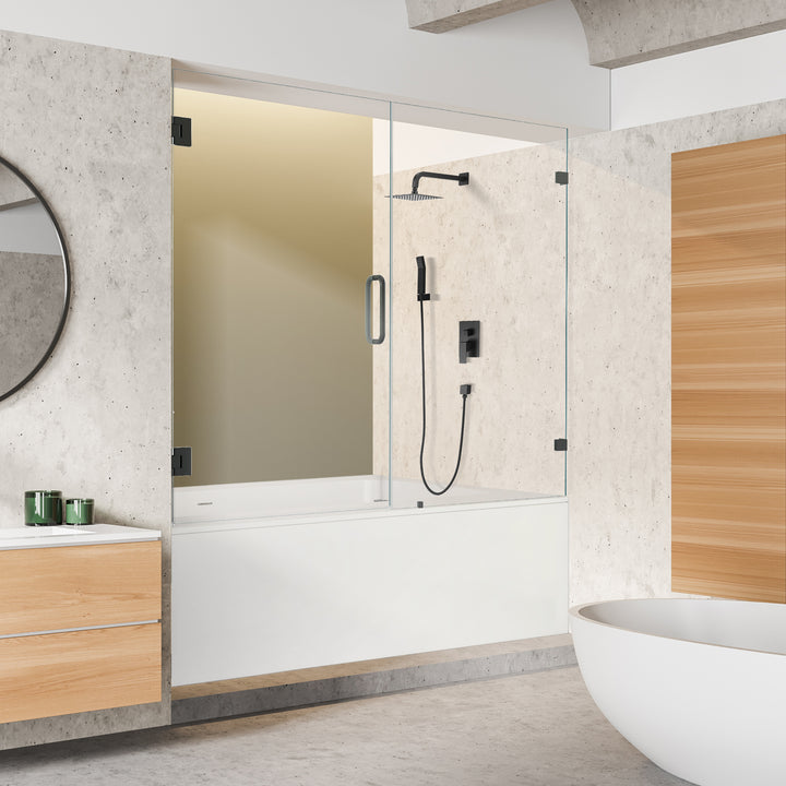 Roisin 60" W x 58" H Frameless Hinged Tub Door