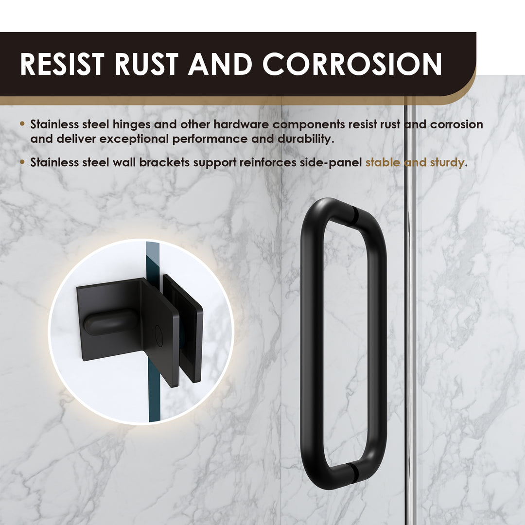 Roisin 60" W x 58" H Frameless Hinged Tub Door