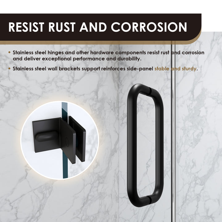 Roisin 60" W x 58" H Frameless Hinged Tub Door