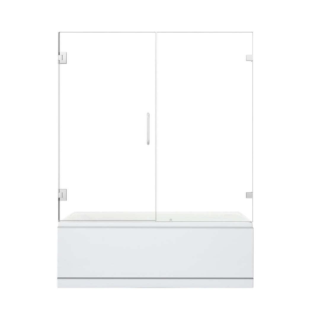 Roisin 60" W x 58" H Frameless Hinged Tub Door
