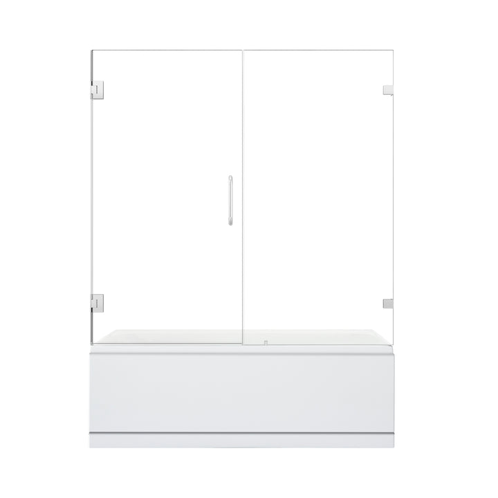 Roisin 60" W x 58" H Frameless Hinged Tub Door