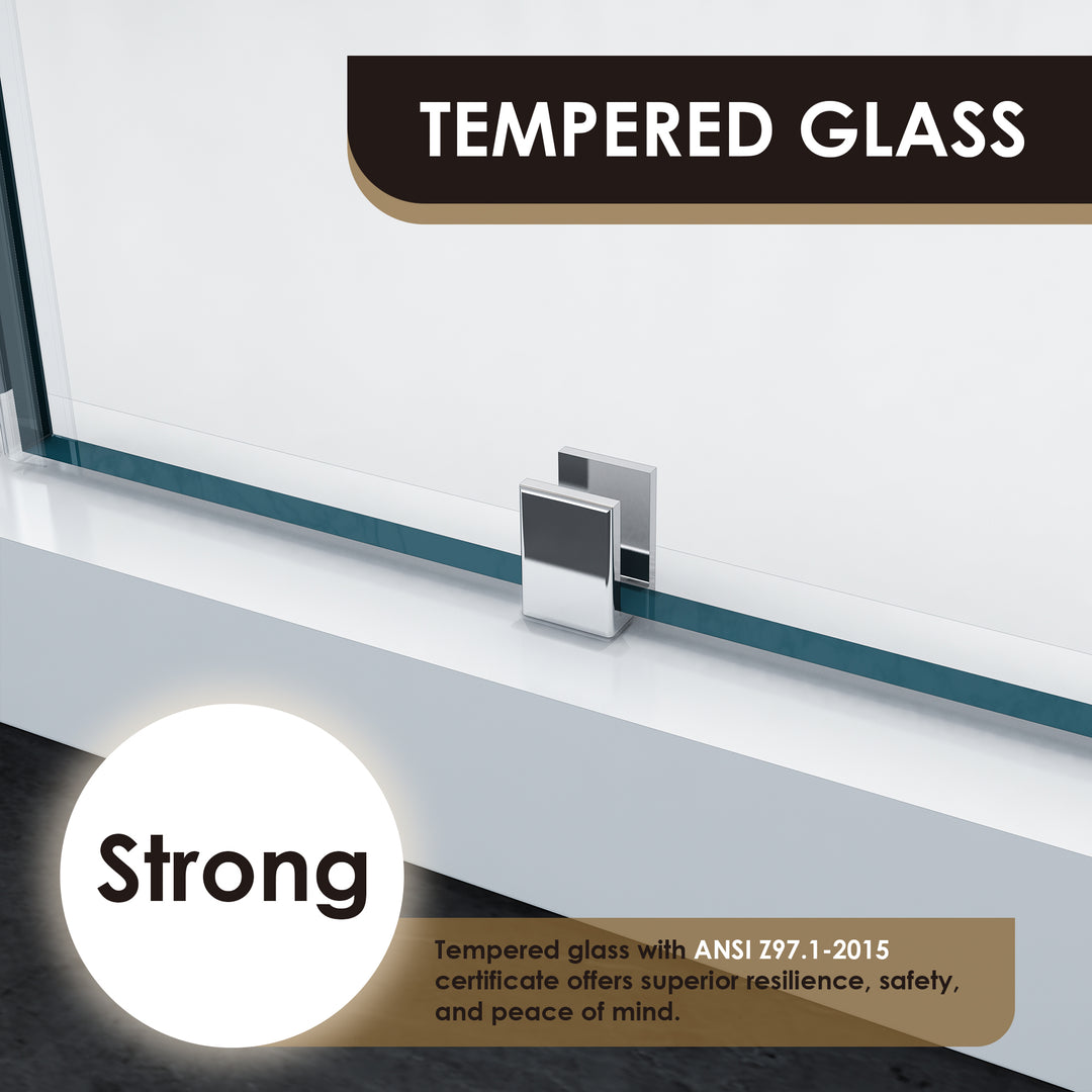 Roisin 60" W x 58" H Frameless Hinged Tub Door