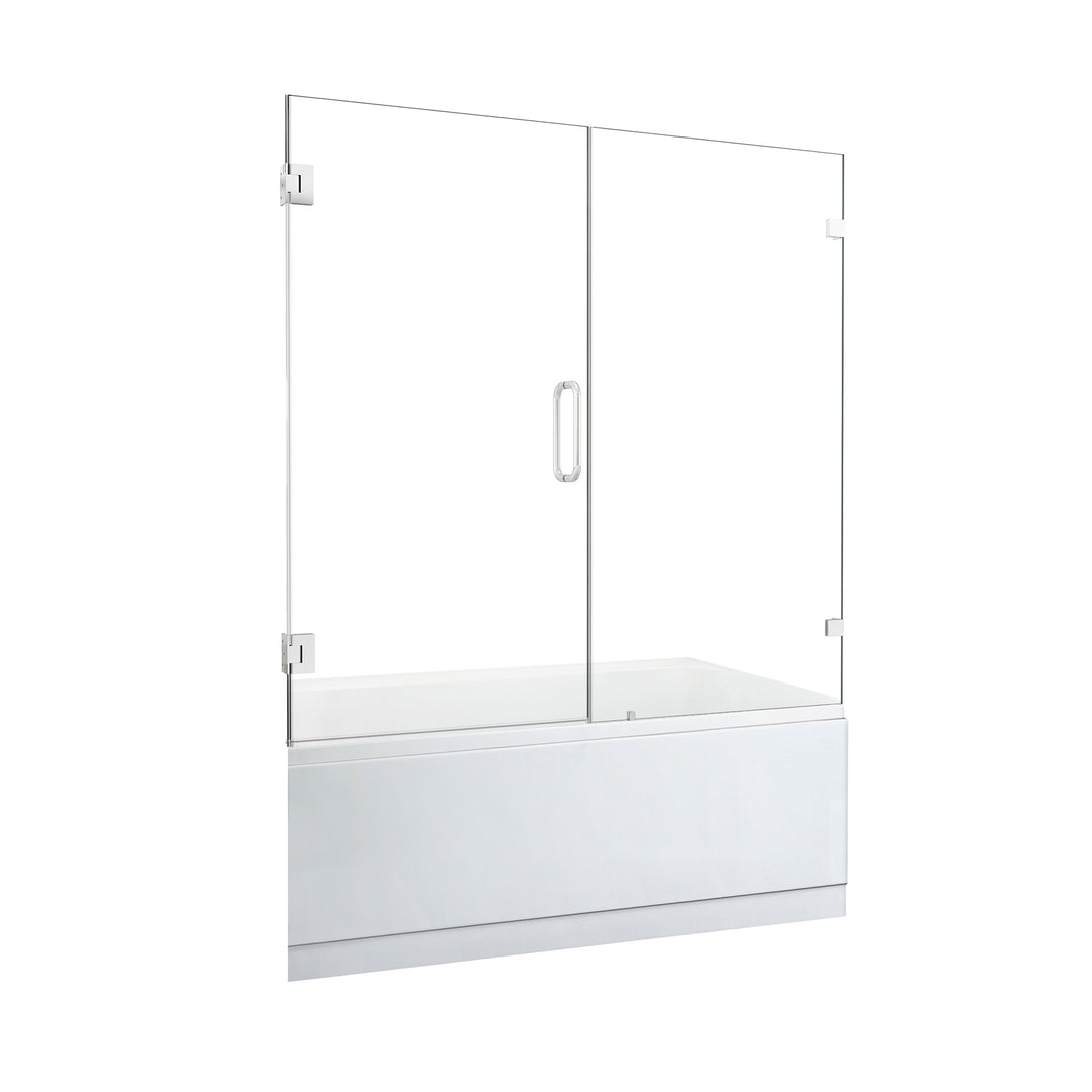 Roisin 60" W x 58" H Frameless Hinged Tub Door
