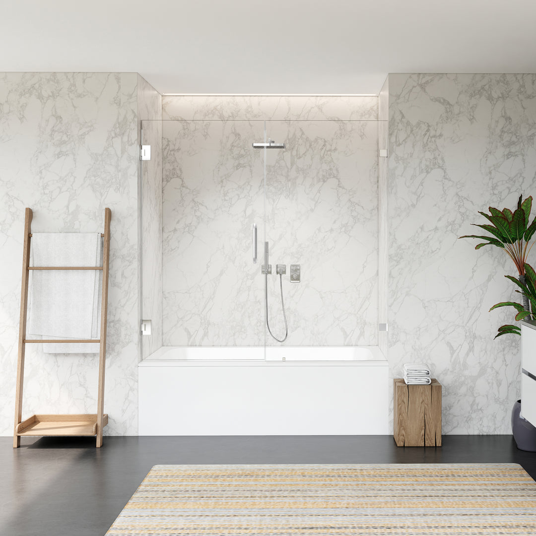 Roisin 60" W x 58" H Frameless Hinged Tub Door