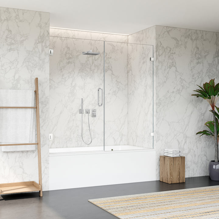 Roisin 60" W x 58" H Frameless Hinged Tub Door