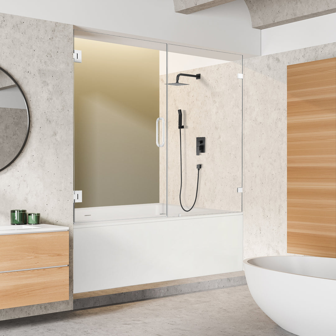 Roisin 60" W x 58" H Frameless Hinged Tub Door
