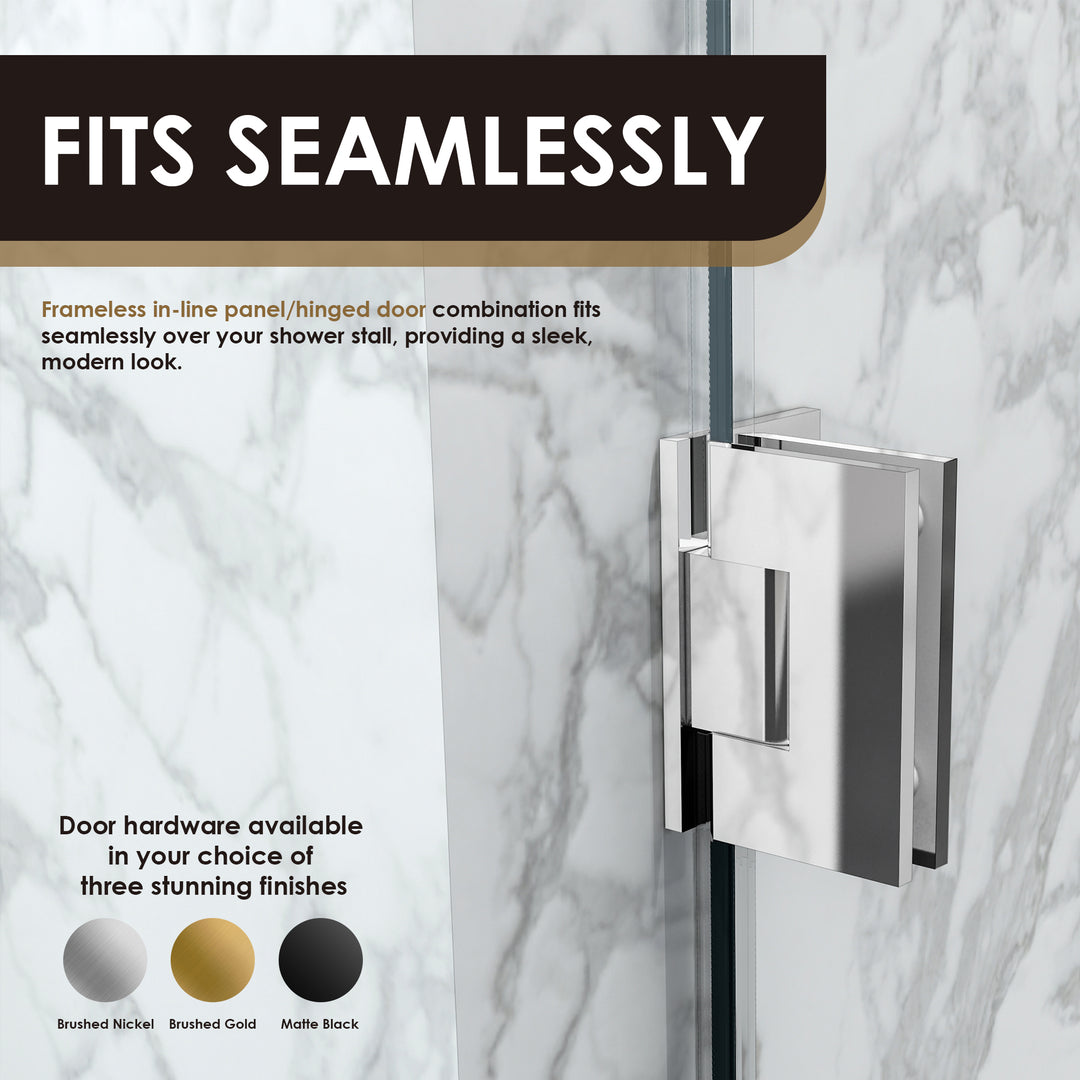 Roisin 60" W x 58" H Frameless Hinged Tub Door