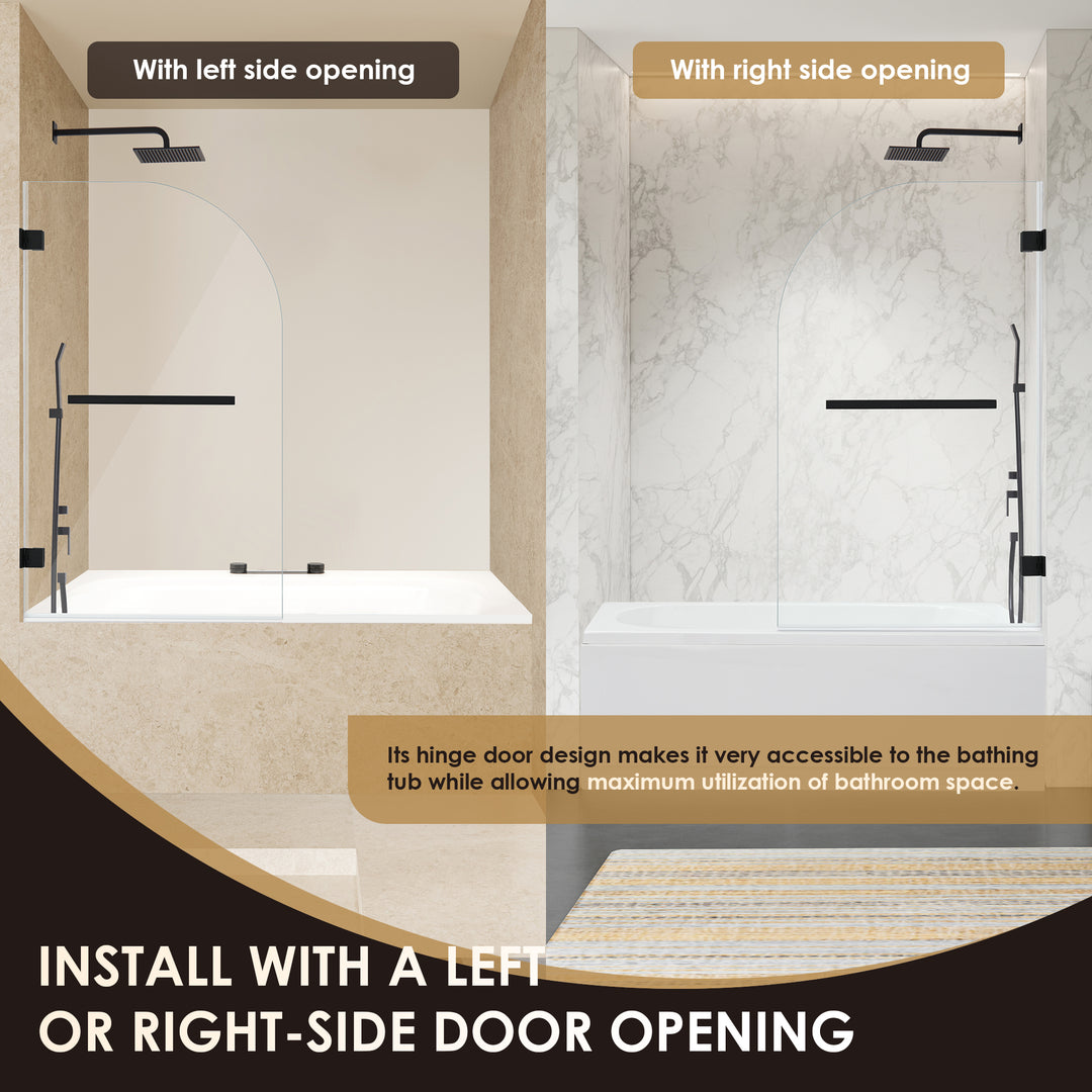 Alvise 34" W x 58" H Frameless Hinged Tub Door