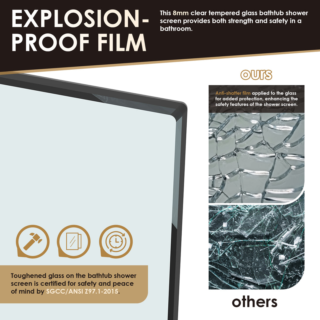 Alvise 34" W x 58" H Frameless Hinged Tub Door