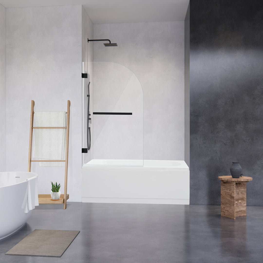 Alvise 34" W x 58" H Frameless Hinged Tub Door