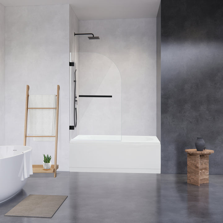 Alvise 34" W x 58" H Frameless Hinged Tub Door