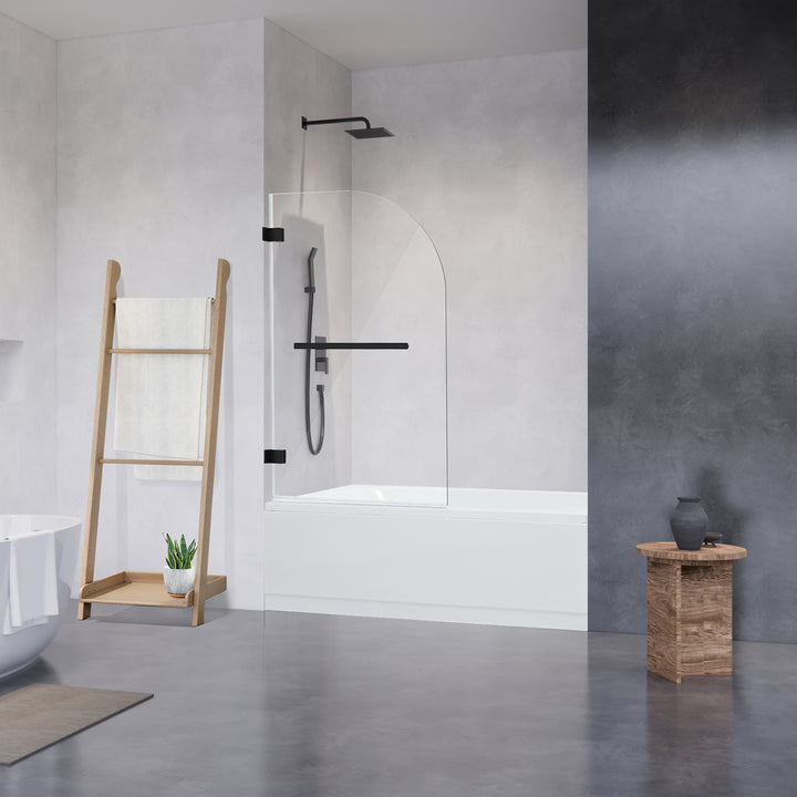 Alvise 34" W x 58" H Frameless Hinged Tub Door