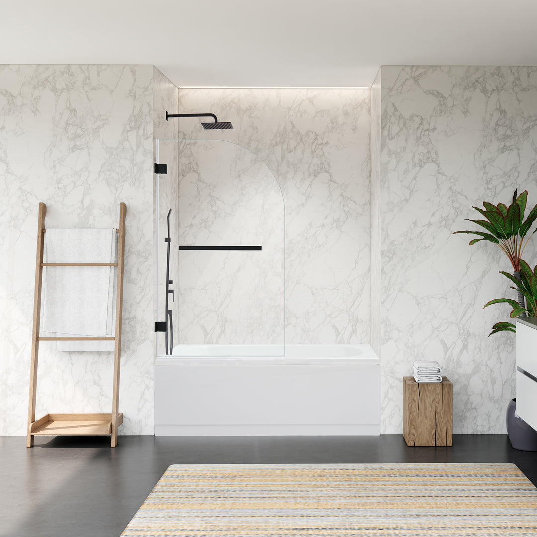 Alvise 34" W x 58" H Frameless Hinged Tub Door