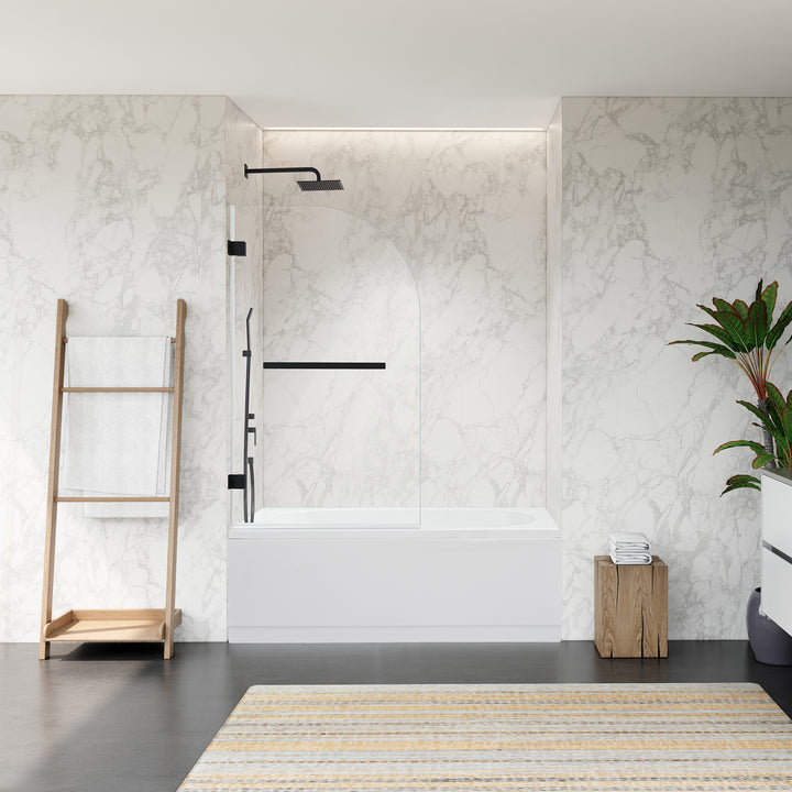 Alvise 34" W x 58" H Frameless Hinged Tub Door