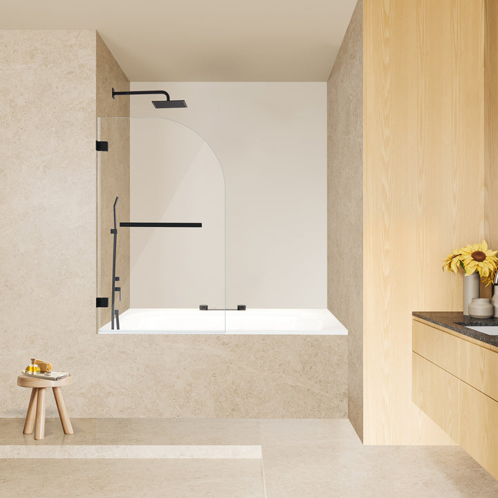 Alvise 34" W x 58" H Frameless Hinged Tub Door