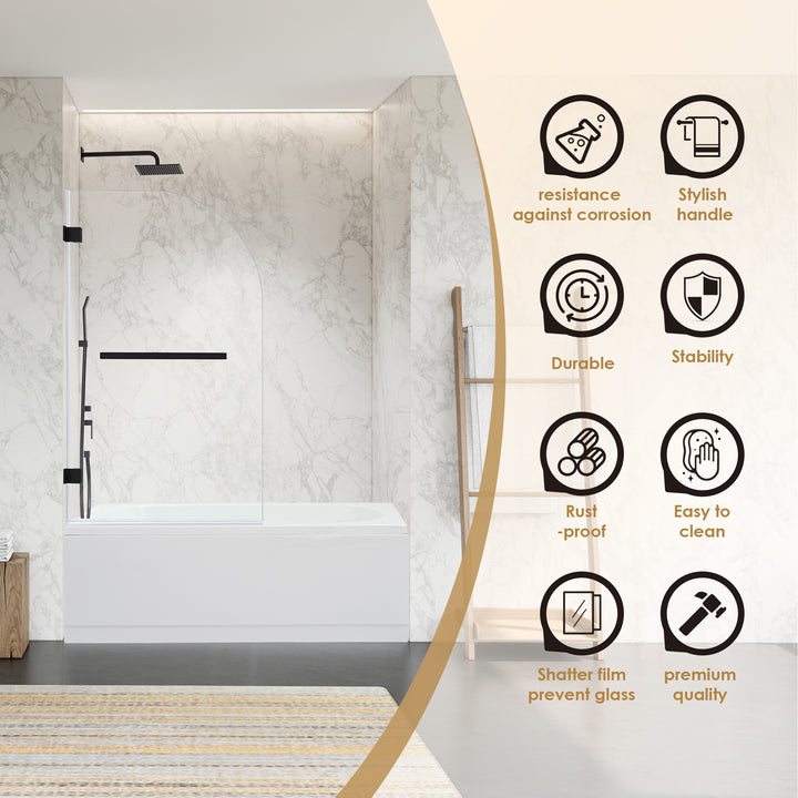 Alvise 34" W x 58" H Frameless Hinged Tub Door