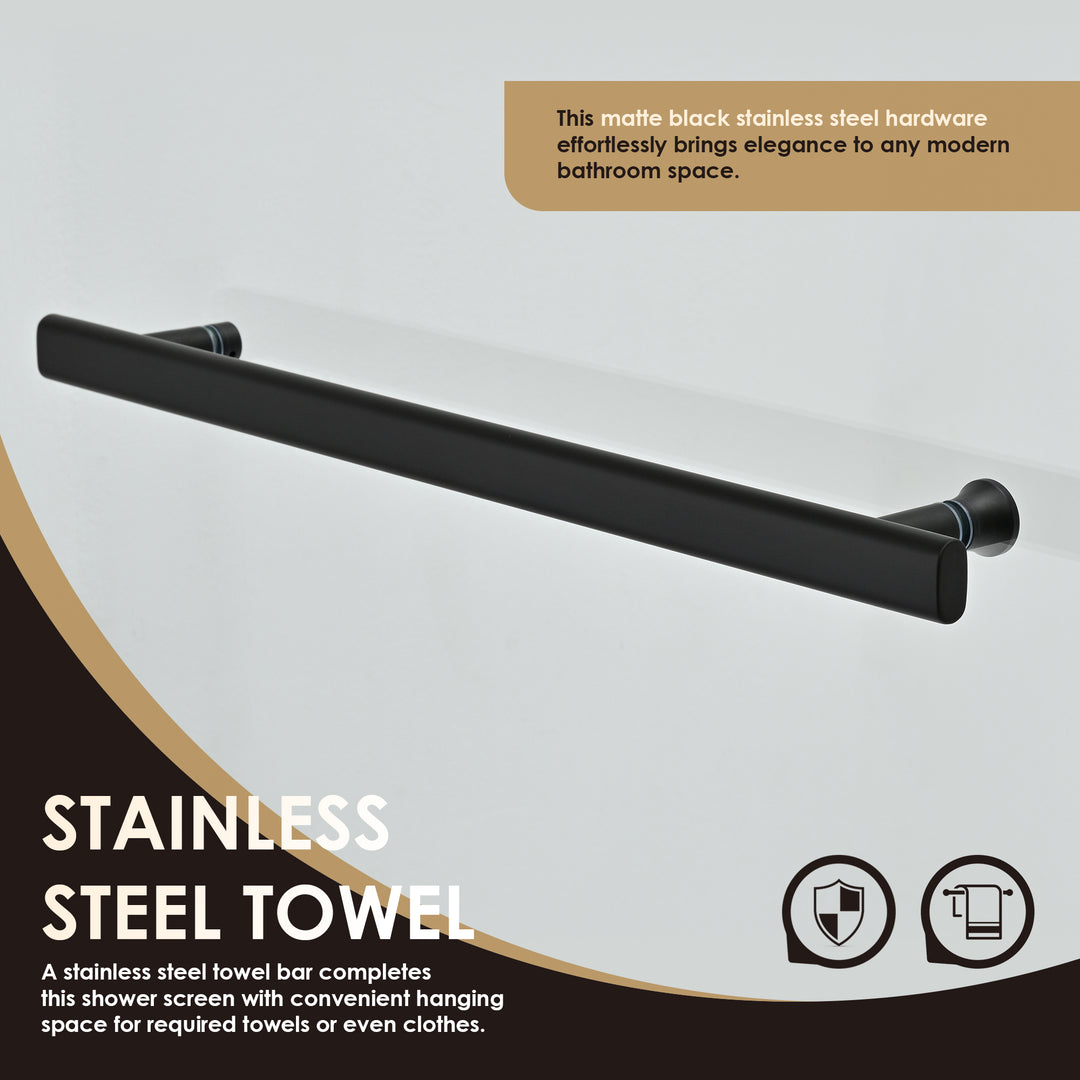 Alvise 34" W x 58" H Frameless Hinged Tub Door